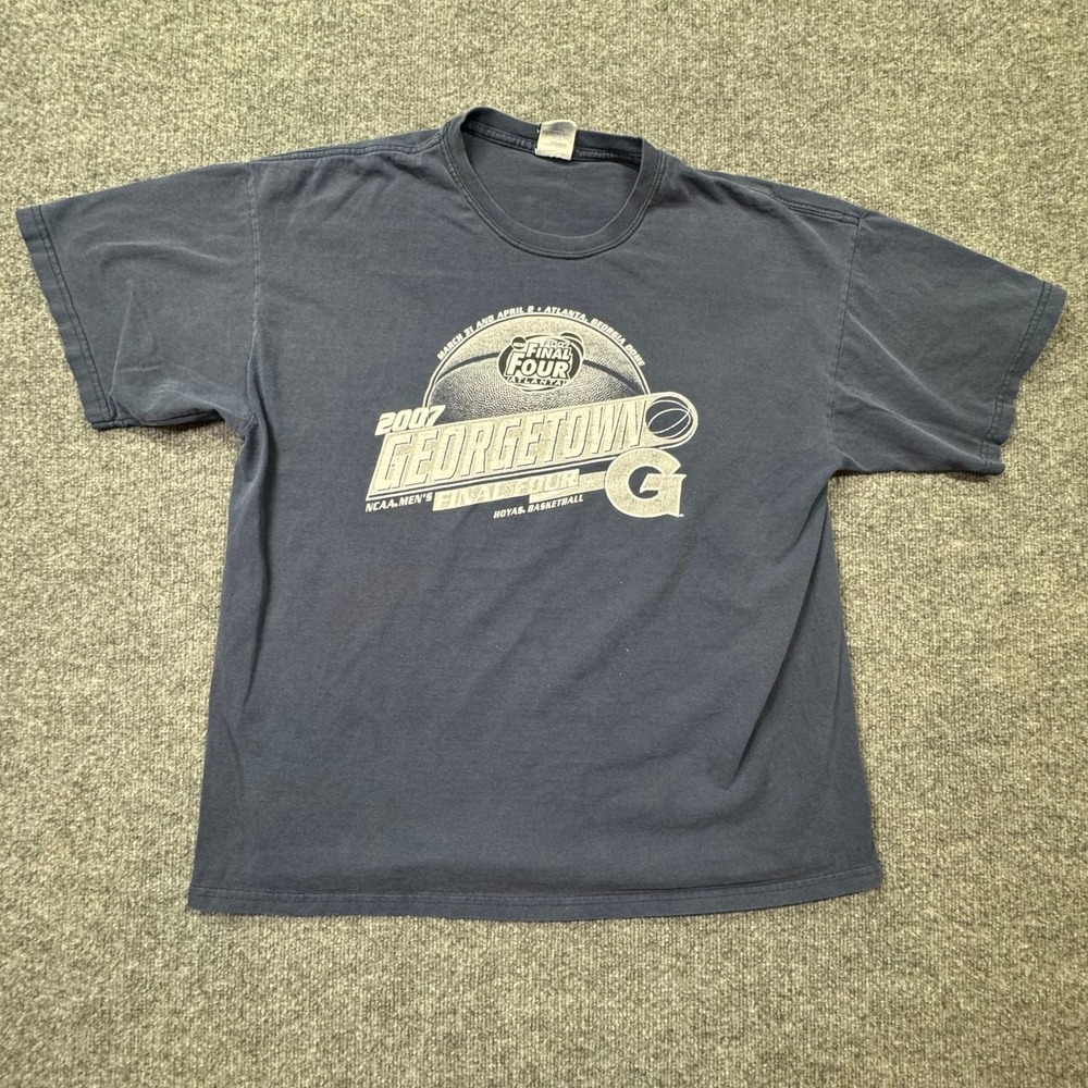 Vintage 2007 NCAA Final Four Georgetown Hoyas T-Shirt Men L Blue Basketball Team